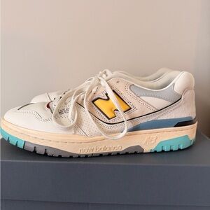 New Balance 550 Sea Salt Yellow Sneakers with Blue Accents